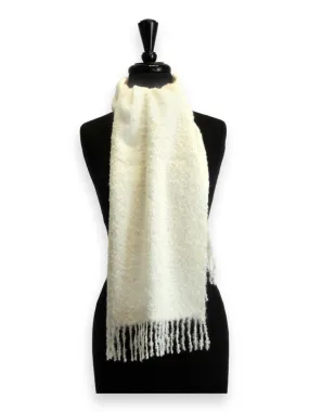 100% Baby Alpaca Boucle Scarf - Natural White