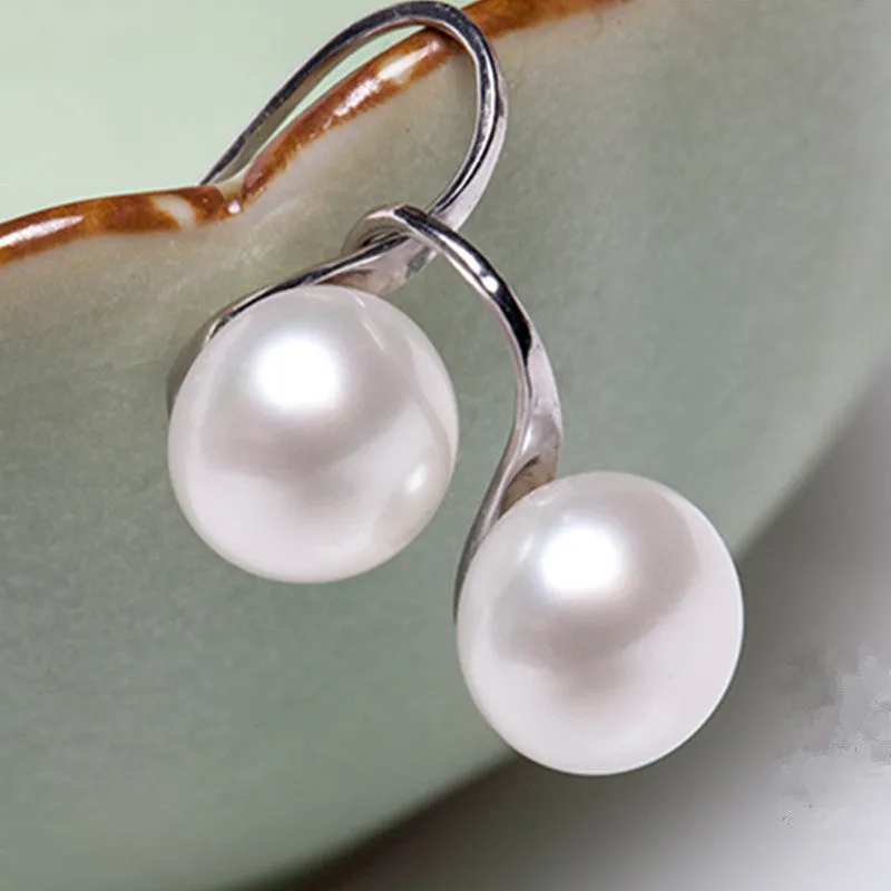 14K Gold Plated Naked IOBI Pearl Bead Hook Earrings for Woman Special Occasions