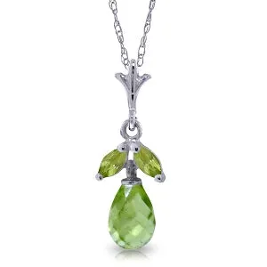 1.7 Carat 14K Solid White Gold That's Emotion Peridot Necklace