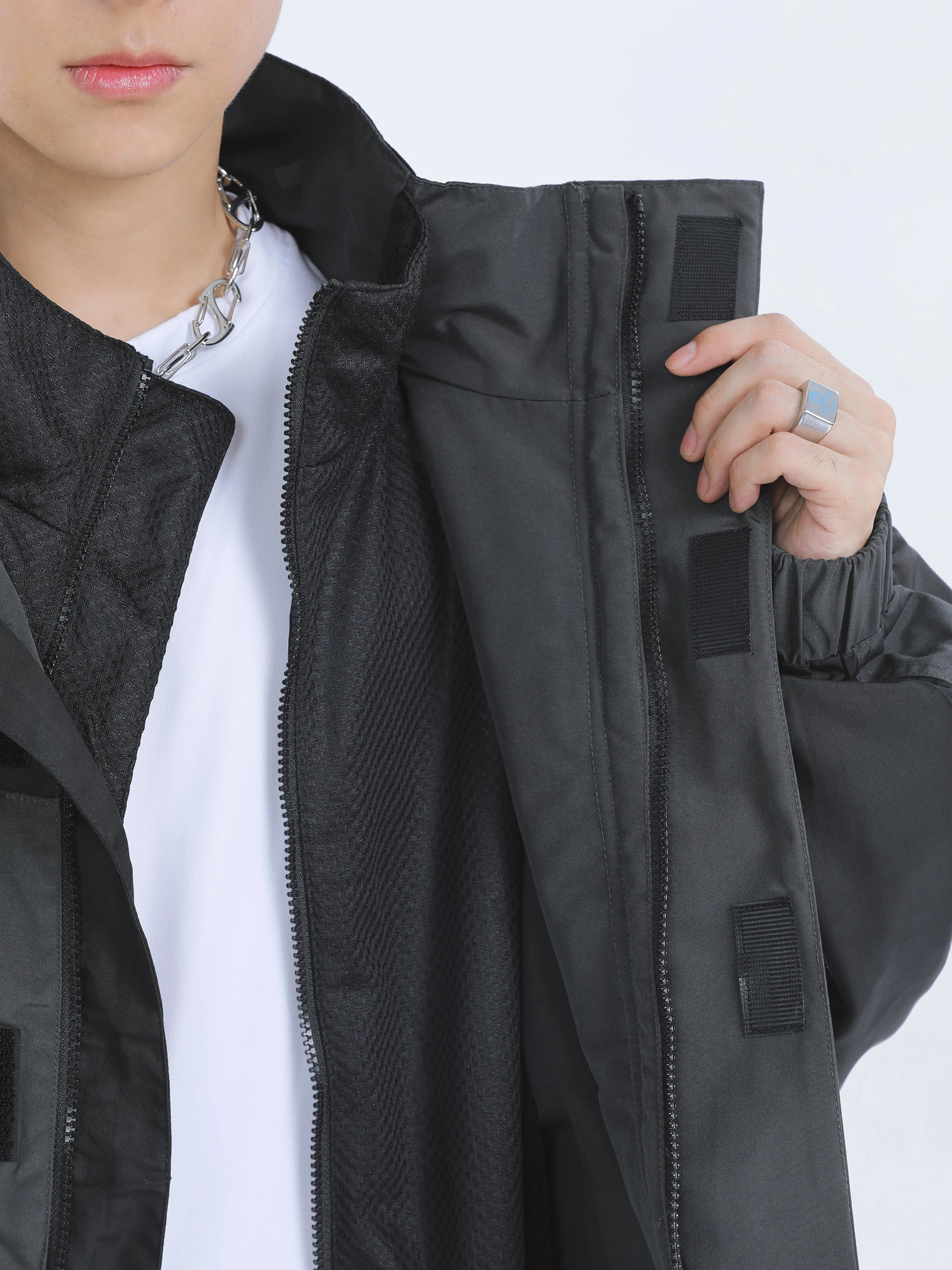 【23s September.】Workwear Retro Patchwork Design Stand Collar Jacket