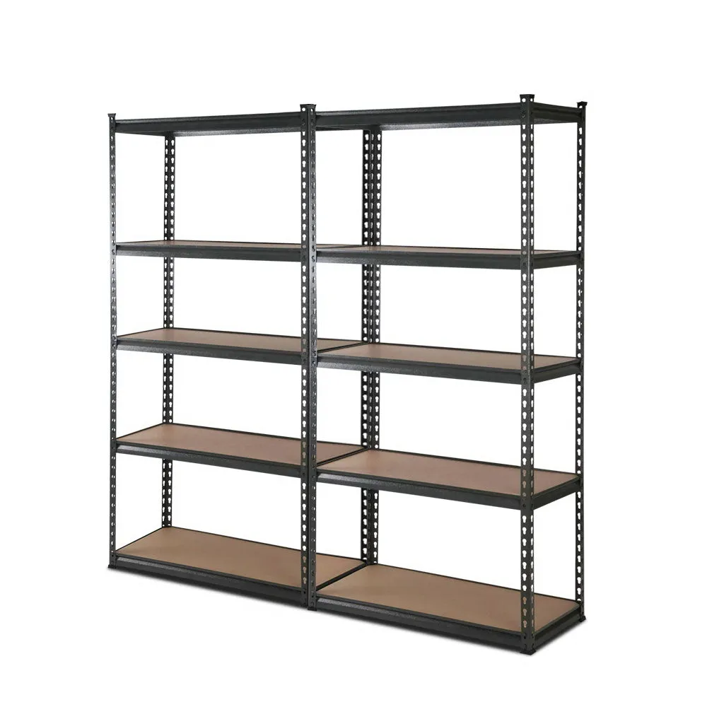 2x1.8m 5-Shelves Steel Warehouse Shelving Racking Garage Storage Rack Grey