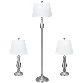 3 pcs Brushed Nickel Lamp Set-Silver