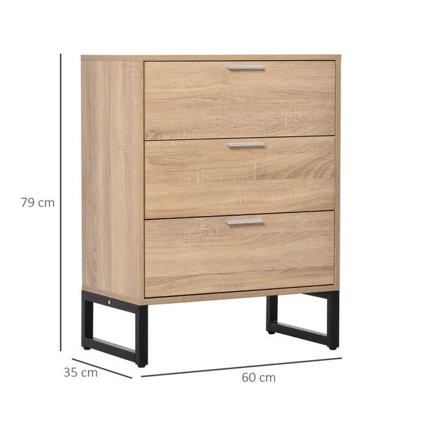 3 Storage Cabinet Chest Of Drawers Steel Frame Bedroom Living