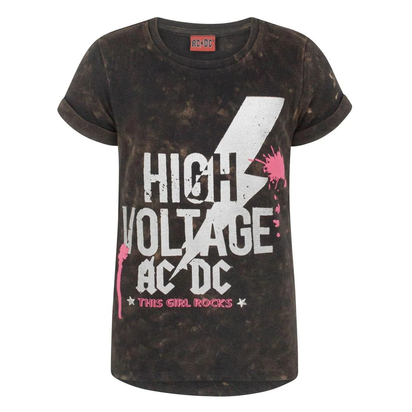 AC/DC Girls High Voltage Acid Wash T-Shirt