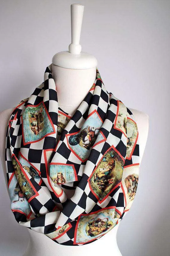 Alice In Wonderland Themed Handmade Infinity Scarf Limited Edition