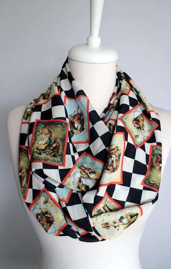 Alice In Wonderland Themed Handmade Infinity Scarf Limited Edition