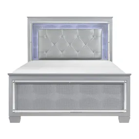 Allura Silver Queen Bed, LED Lighting