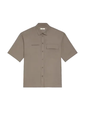 Aloe Linen Short Sleeve Shirt—mushroom