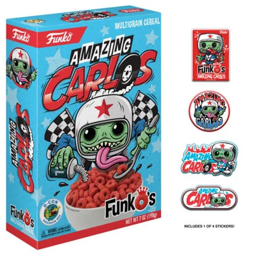 Amazing Carlos FunkO's Cereal w/ Sticker Pack - 2018 D-Con Exclusive [Box Condition: 8/10]