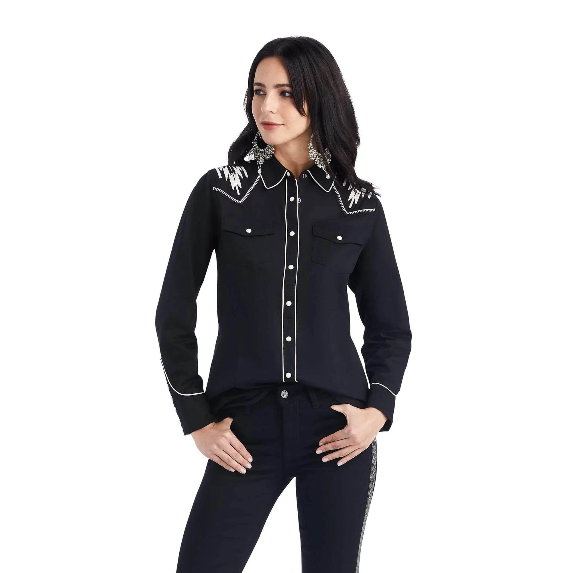 Ariat Women's Black Retro Snap Chimayo Shirt