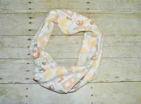 Baby/Toddler pastel woodland creatures infinity scarf, soft baby scarf, trendy baby scarf, alphabet infinity baby scarf,infinity scarf,