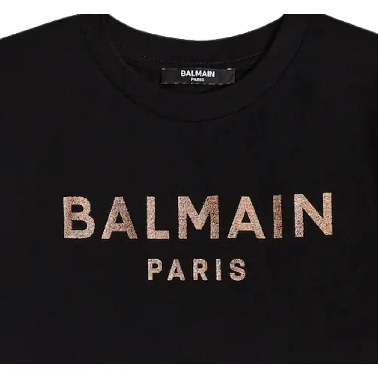 Balmain Kids Metallic Logo Black T-Shirt