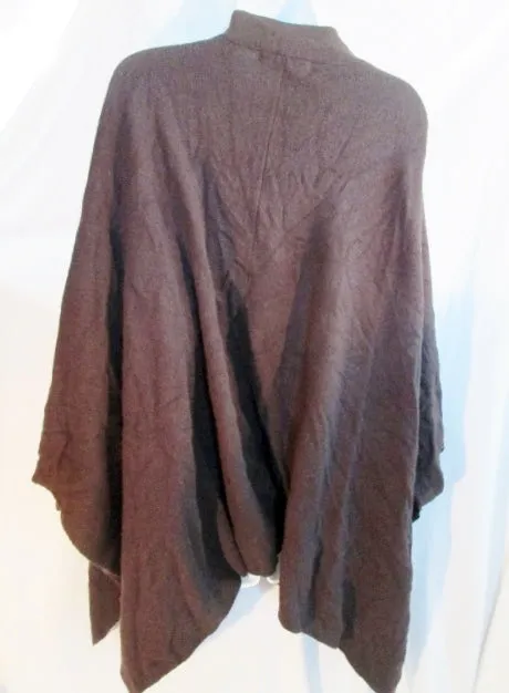 BCBGMaxAzria Knit Shawl Cape Wrap Coverup Stole BROWN ANGORA CASHMERE WOOL