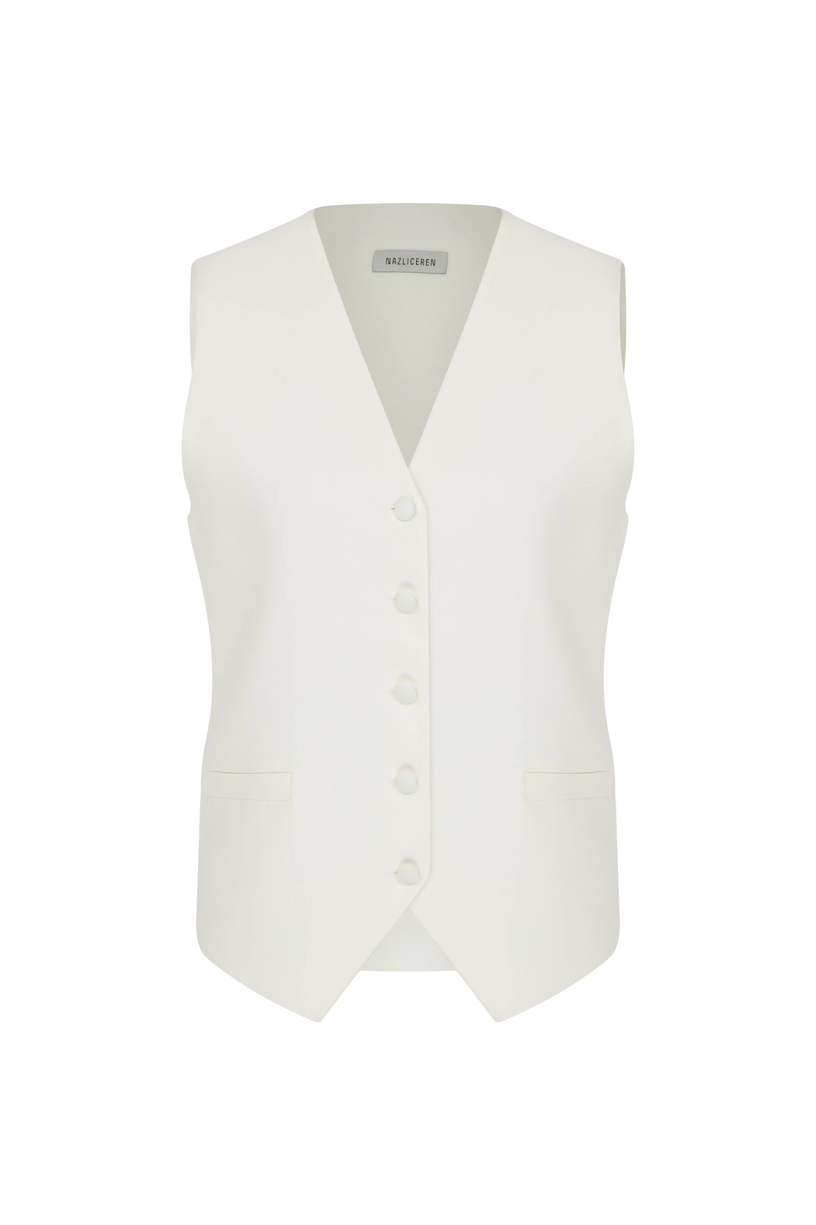 Bea Crepe Vest in Blanche