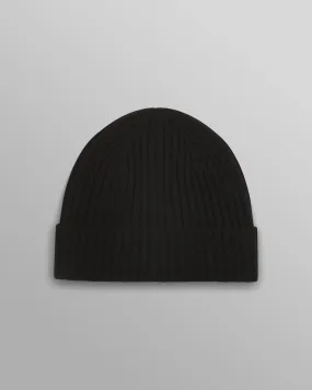 Belvoir - Black Wool Fisherman Beanie