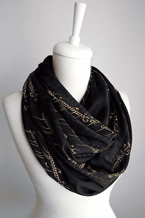 Black Lord of the Rings Handmade Infinity Scarf Limited Edition