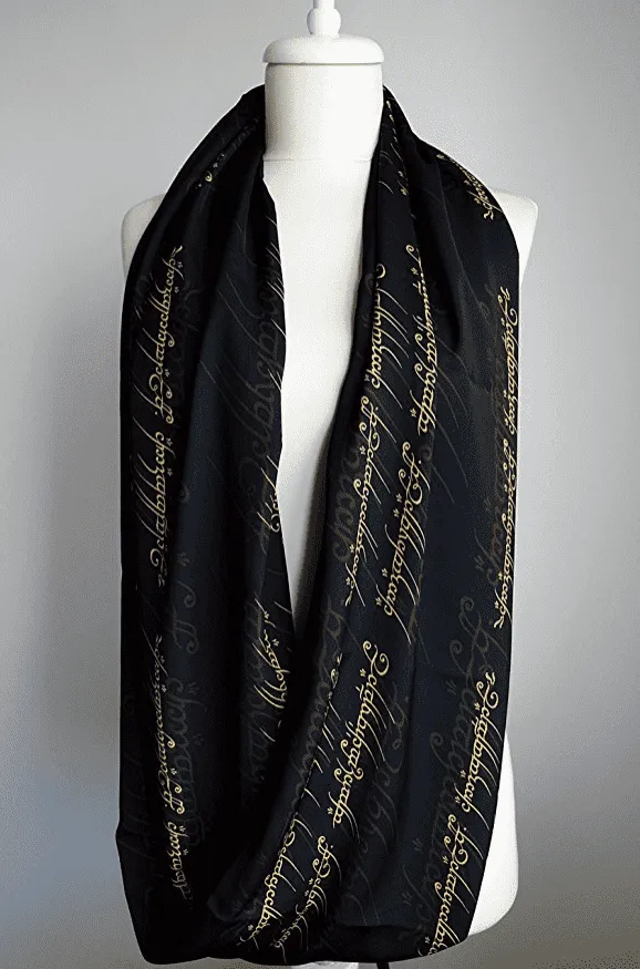 Black Lord of the Rings Handmade Infinity Scarf Limited Edition