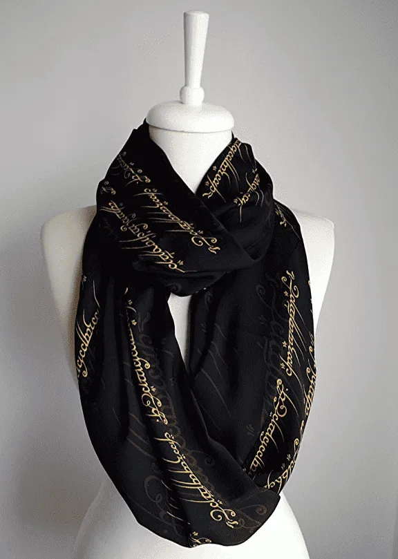 Black Lord of the Rings Handmade Infinity Scarf Limited Edition