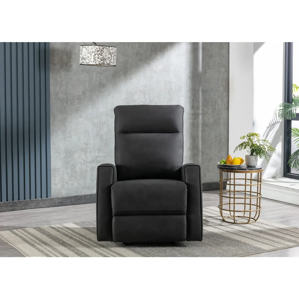 Black Microfiber Power Rocker Recliner with USB Charging Port