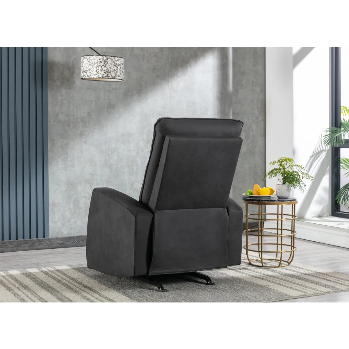 Black Microfiber Power Rocker Recliner with USB Charging Port