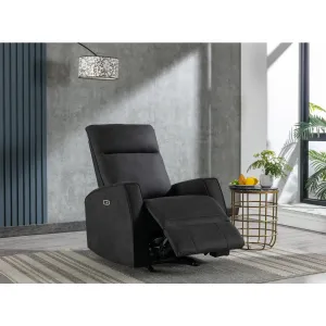 Black Microfiber Power Rocker Recliner with USB Charging Port