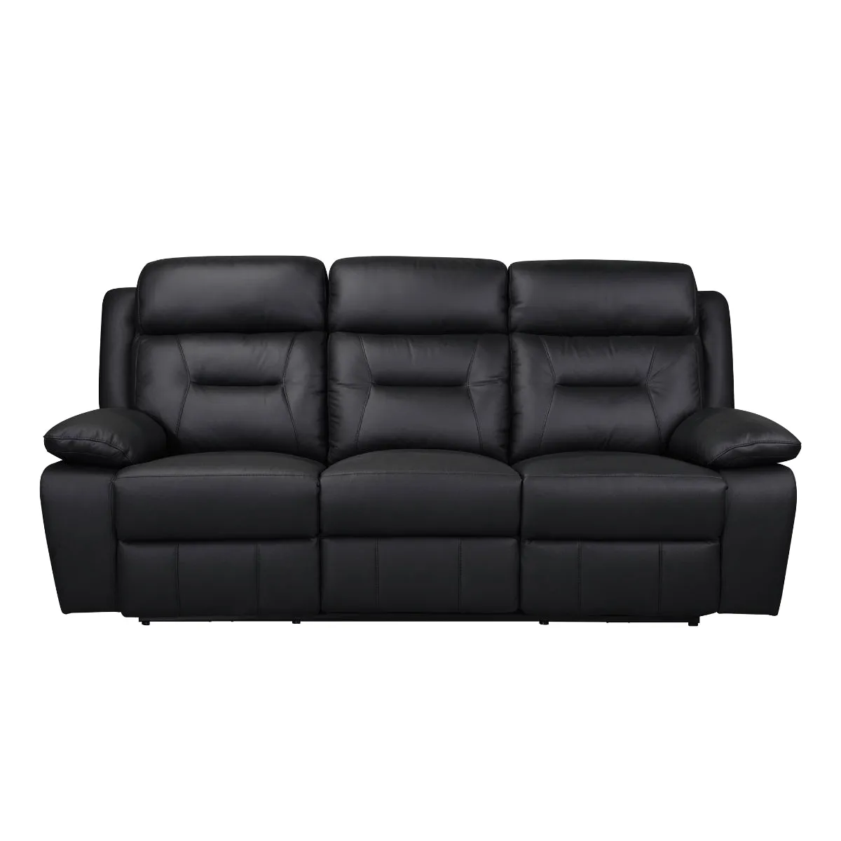 Black Power Reclining Sofa with USB Ports & Leather Upholstery