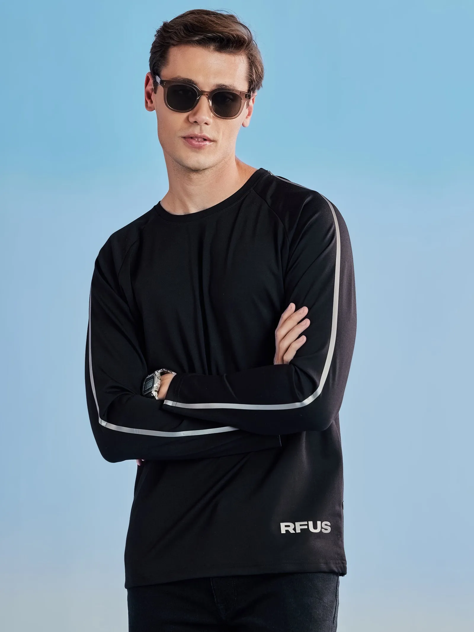 Black Technical Full Sleeve Urban T-Shirt