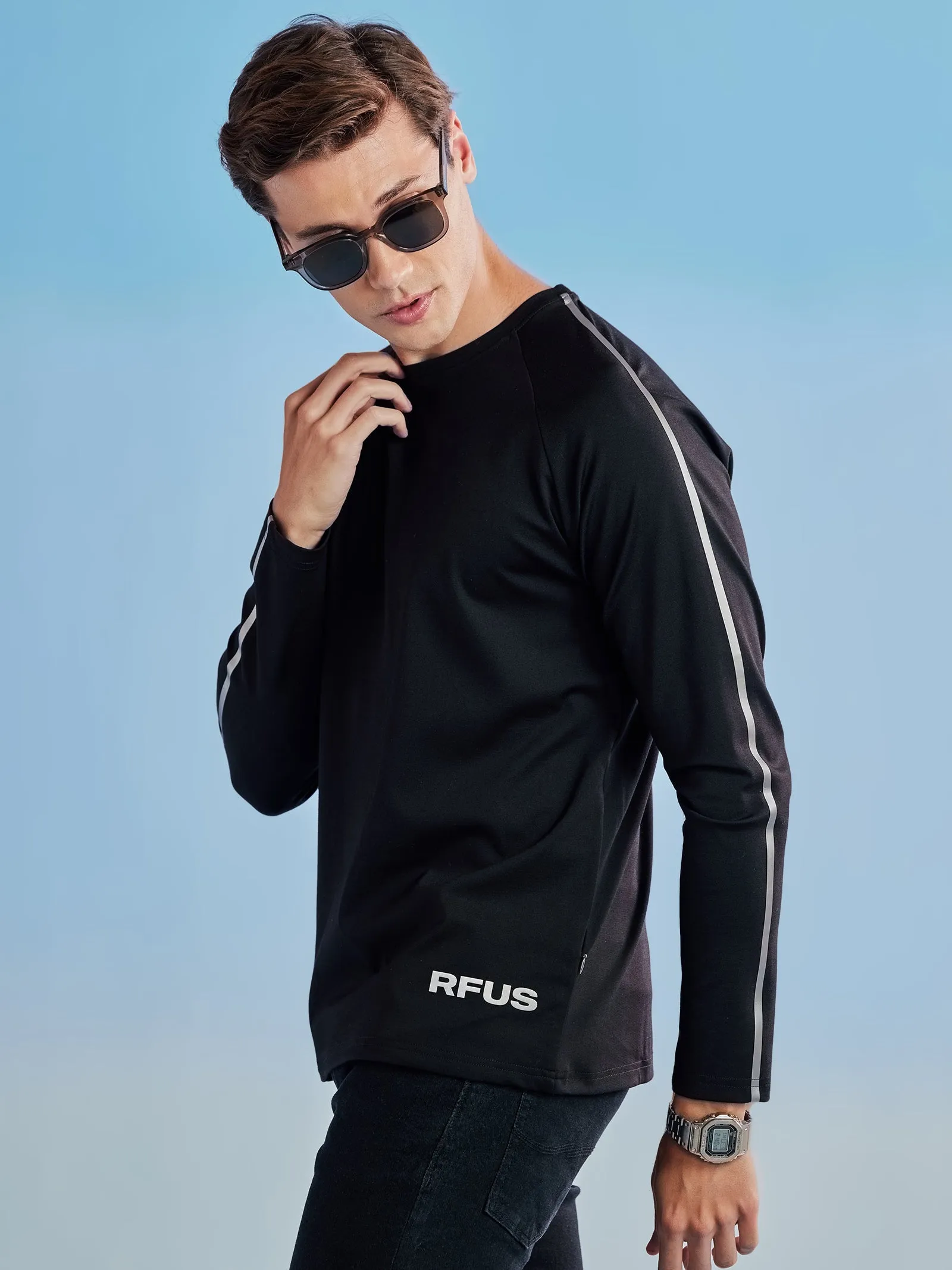 Black Technical Full Sleeve Urban T-Shirt