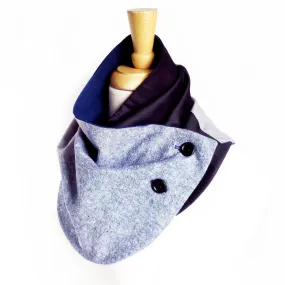 blue trinity button scarf