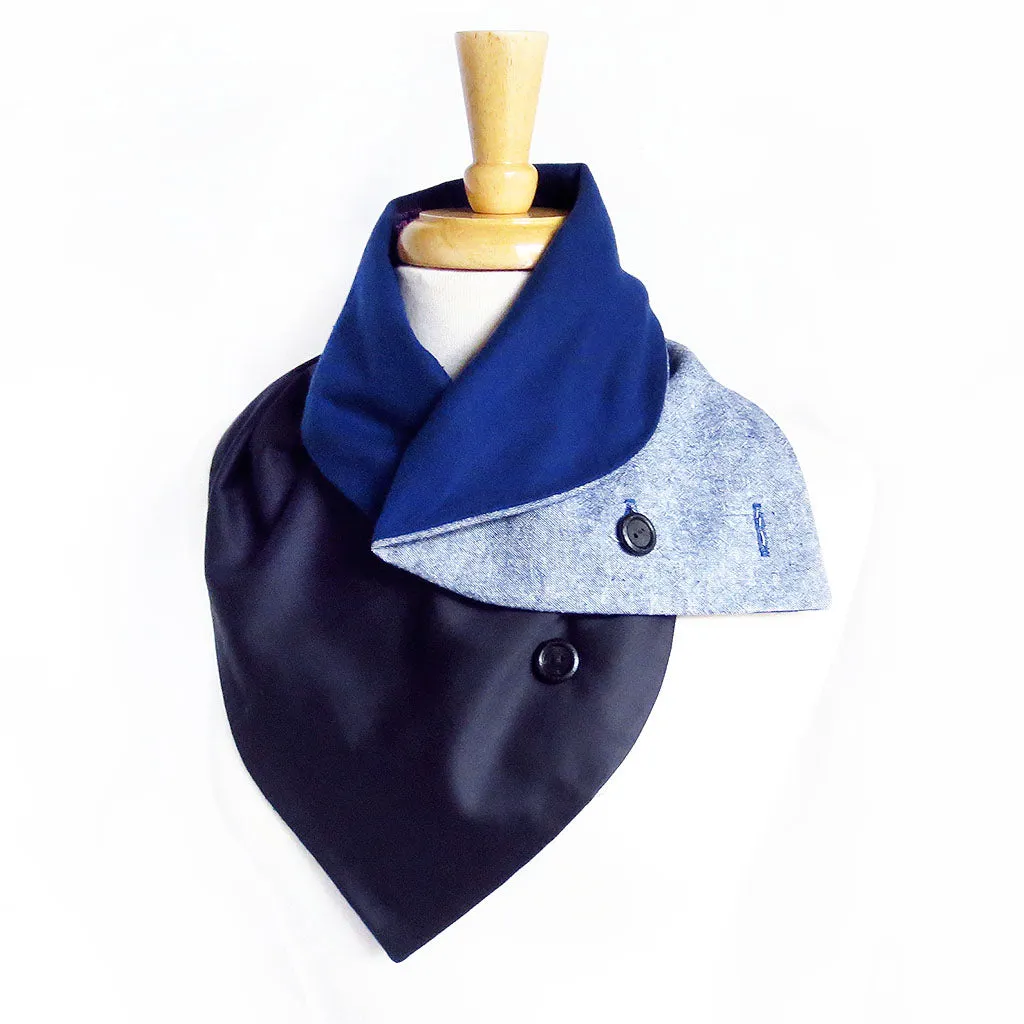 blue trinity button scarf