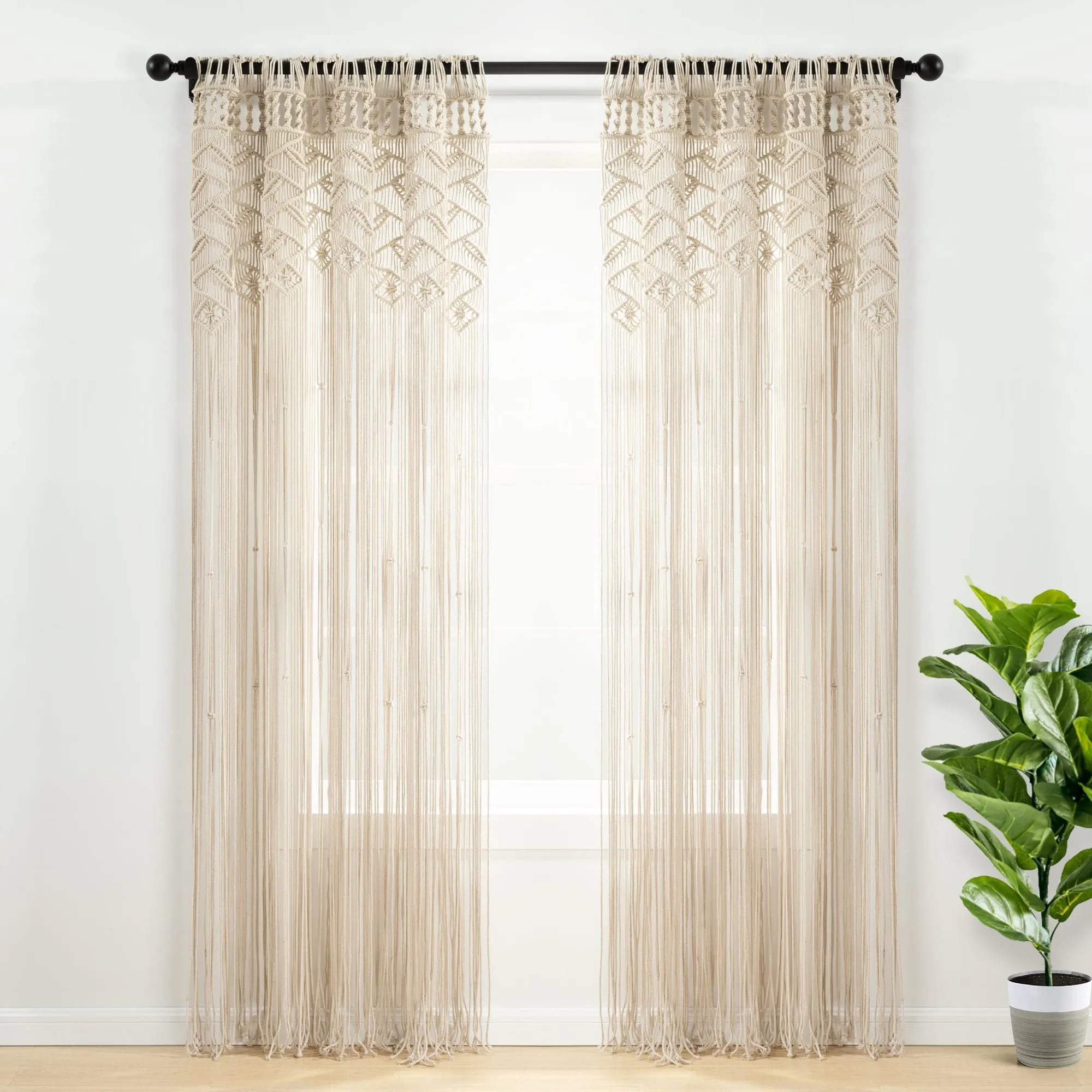 Boho Macrame Leaf Cotton Window Curtain