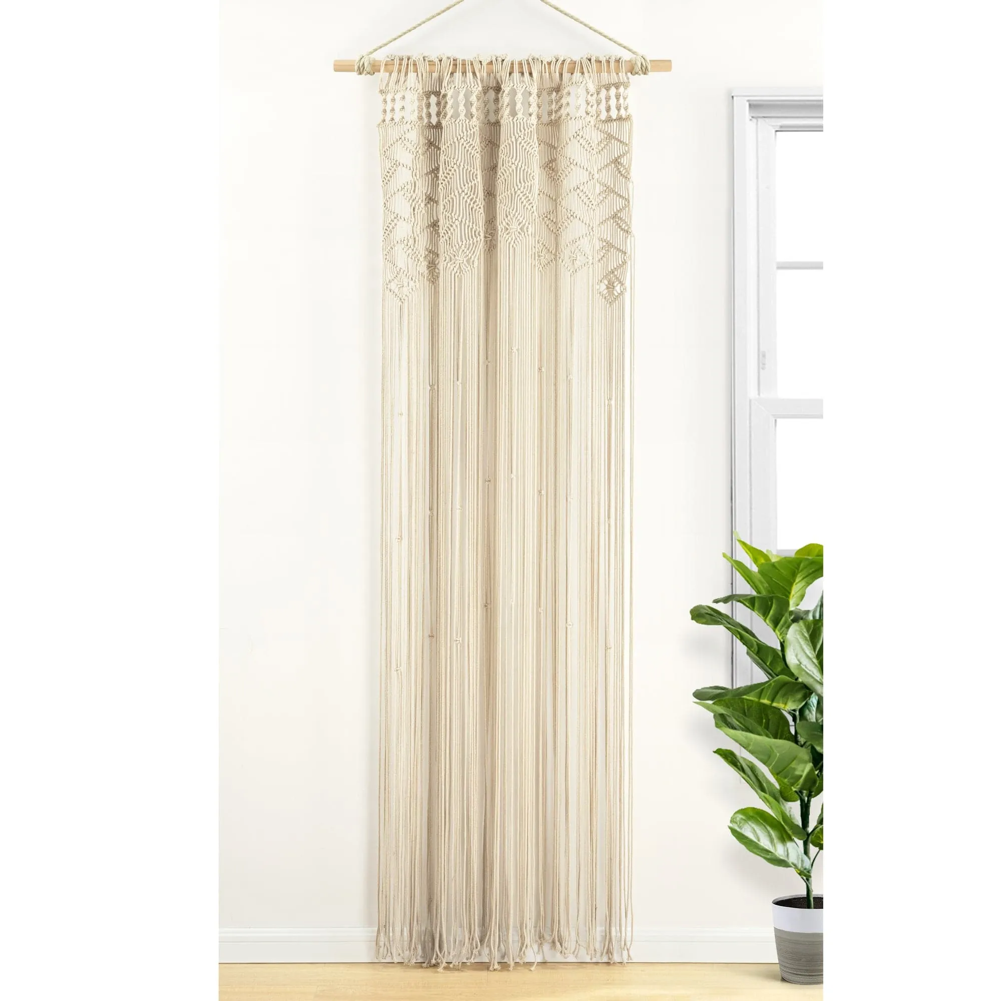 Boho Macrame Leaf Cotton Window Curtain