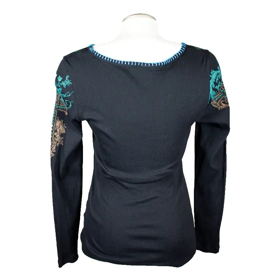 BOL Women's Long Sleeve Cross and Wings Top