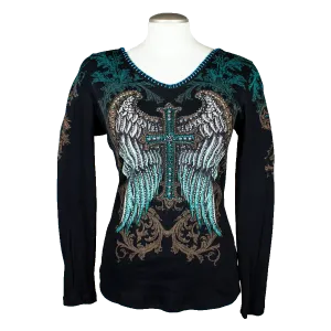 BOL Women's Long Sleeve Cross and Wings Top