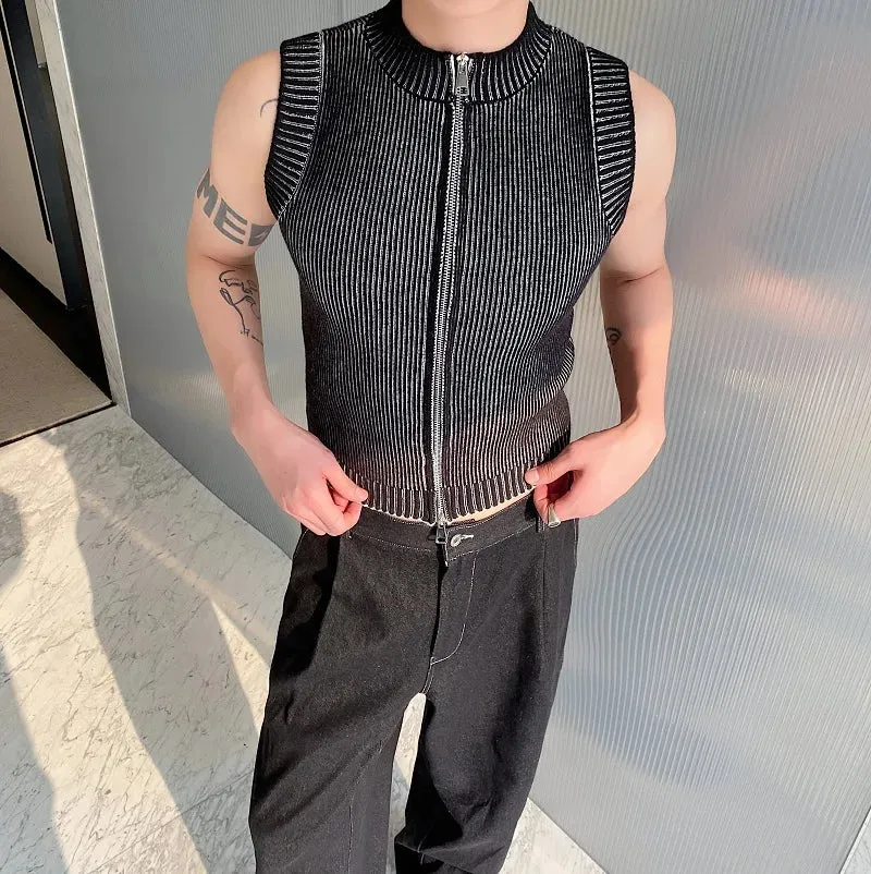 Bonsir 2024 Summer New Fashion Knitted Elastic Tank Tops Men's Street Slim Solid Color Original Trendy Sleeveless Vest LZ1456