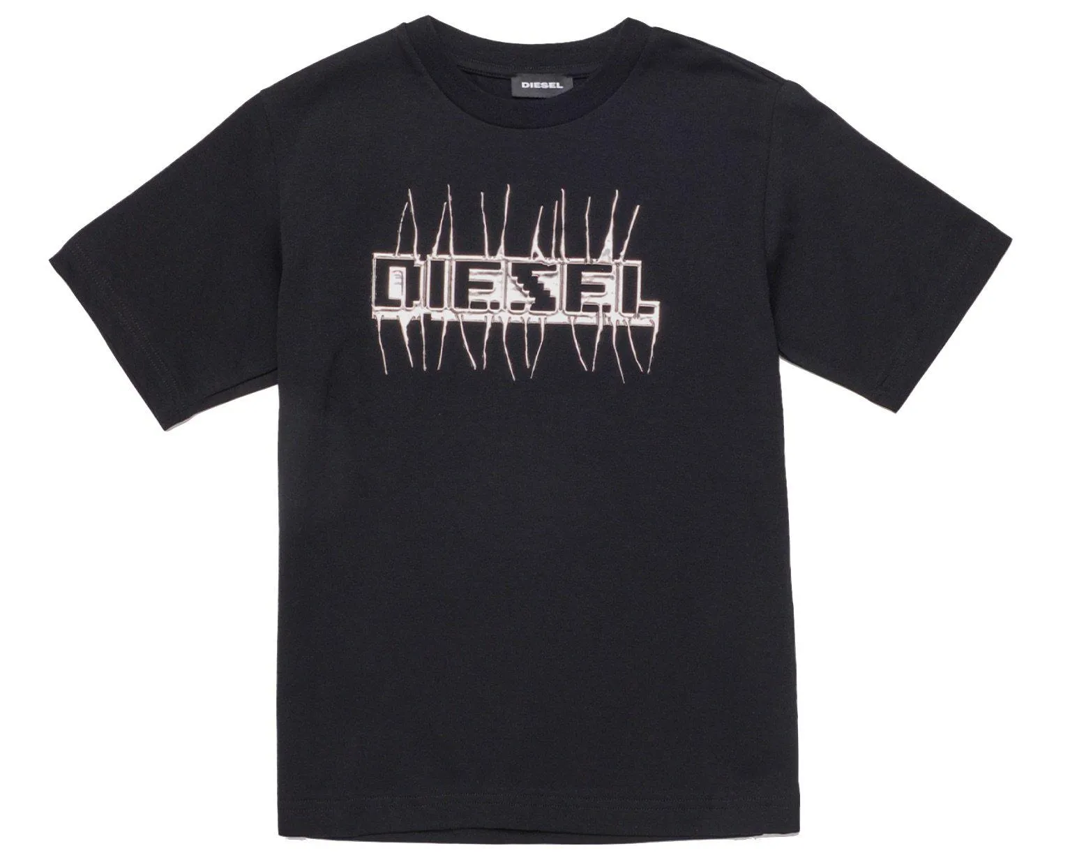 Boys Black T-Shirt With metallic Diesel Print