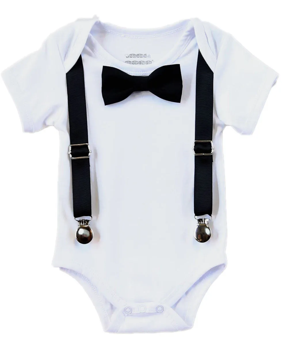 Boys First Birthday Outfit Grey and Black Buffalo Plaid Little Man Party