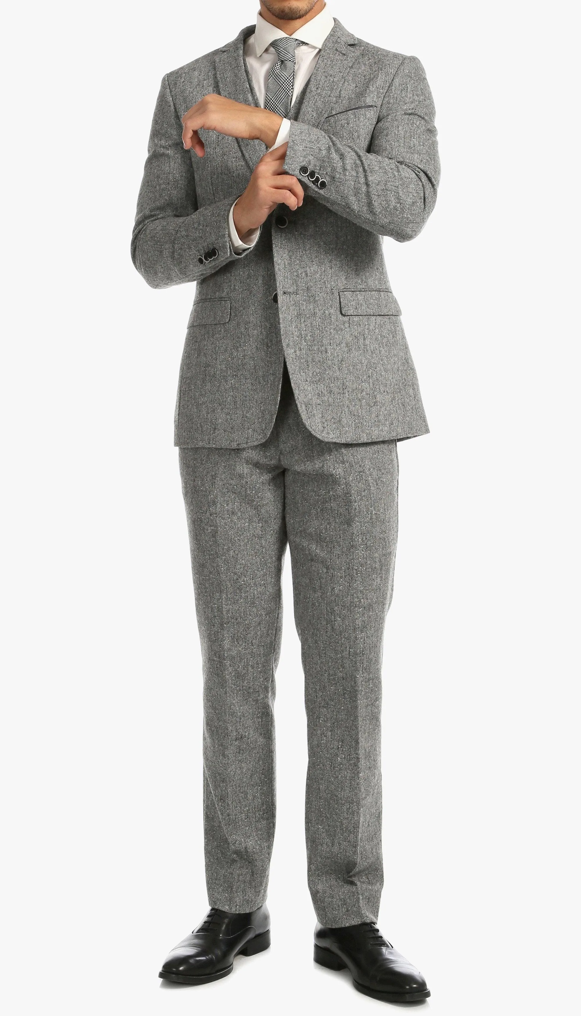 Bradford Grey Slim Fit 3 Piece Tweed Suit