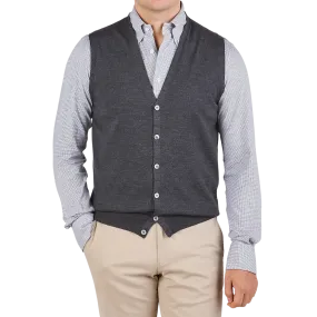 Charcoal Extra Fine Merino Wool Vest