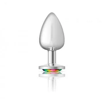 Cheeky Charms Silver Metal Pink Rainbow Gem Butt Plug