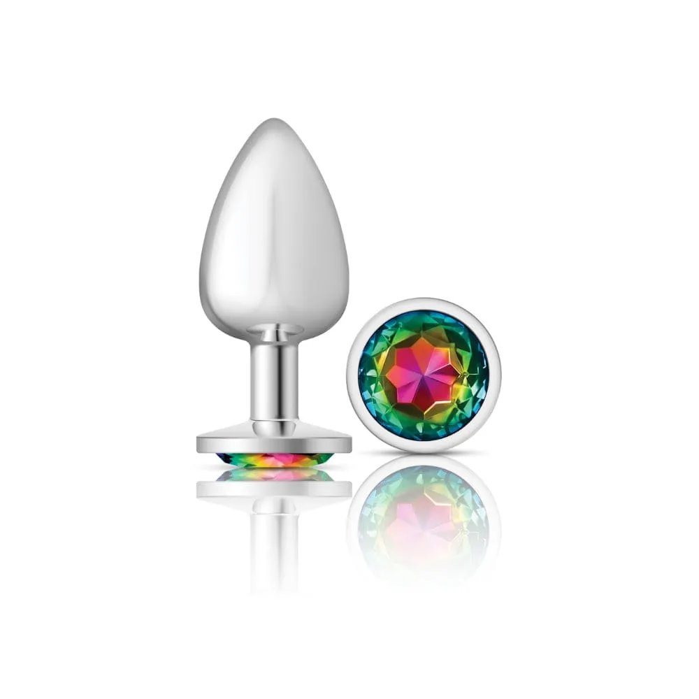 Cheeky Charms Silver Metal Pink Rainbow Gem Butt Plug