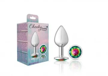 Cheeky Charms Silver Metal Pink Rainbow Gem Butt Plug