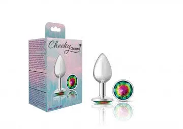 Cheeky Charms Silver Metal Pink Rainbow Gem Butt Plug