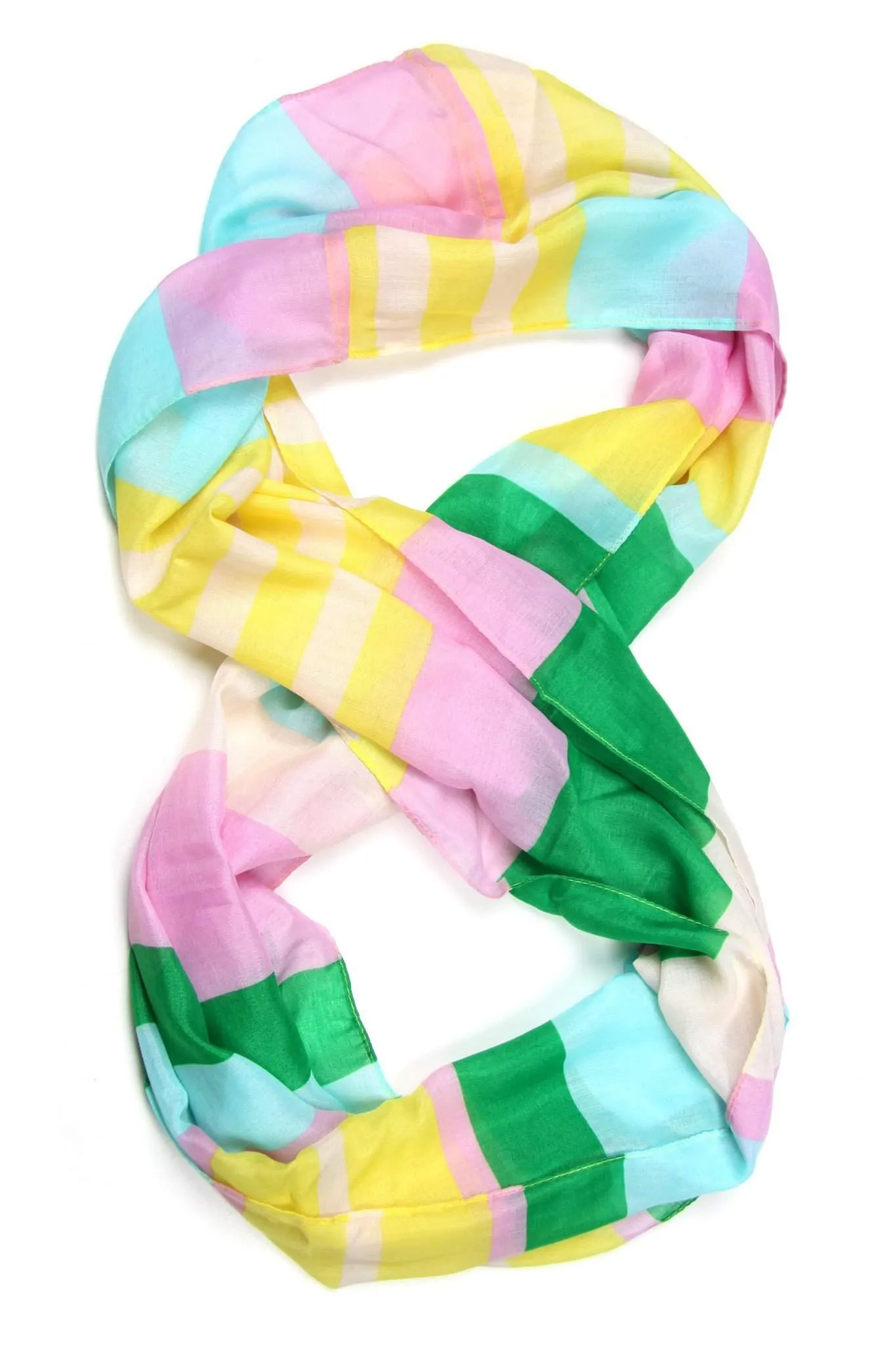 Circle Scarf / Green Pink Light Blue / Unisex