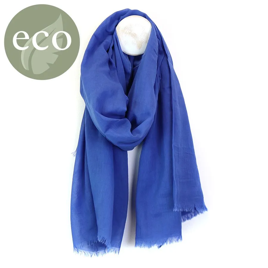 Cobalt blue single colour cotton scarf