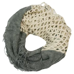 Convertible Over-sized Hand Knit Scarf in Cream & Grey