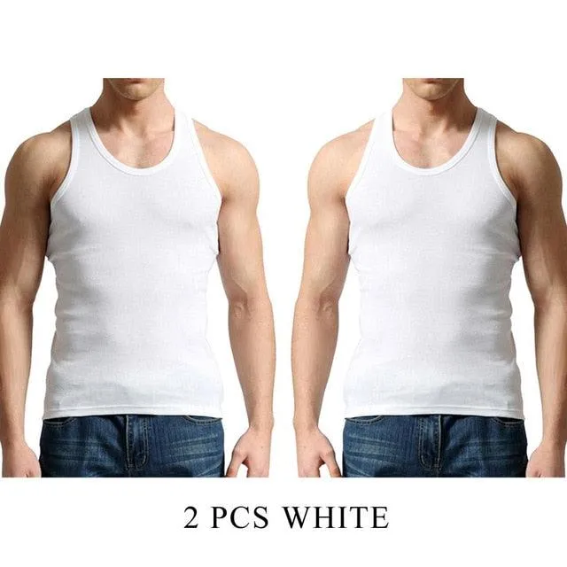 Cool 2 PCS/Lot Tank Tops - Men's  100% Cotton Solid Vest - Breathable Sleeveless Tops (TM7)