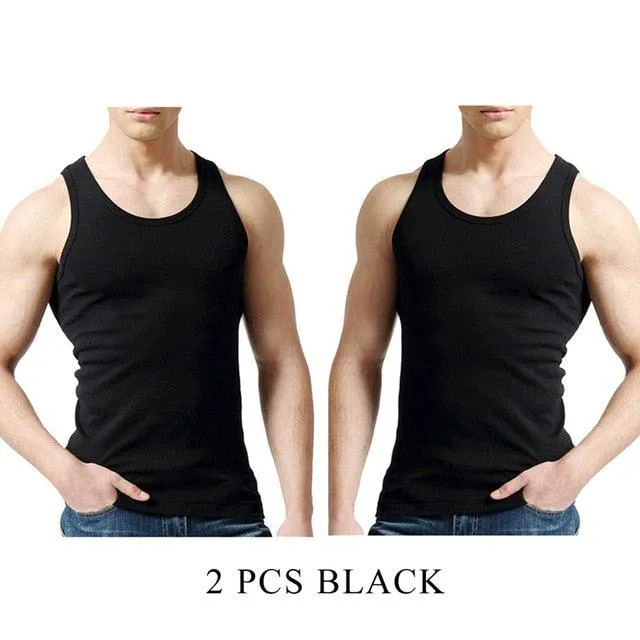 Cool 2 PCS/Lot Tank Tops - Men's  100% Cotton Solid Vest - Breathable Sleeveless Tops (TM7)