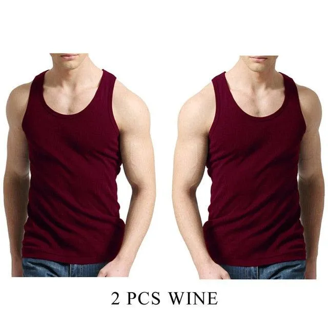 Cool 2 PCS/Lot Tank Tops - Men's  100% Cotton Solid Vest - Breathable Sleeveless Tops (TM7)