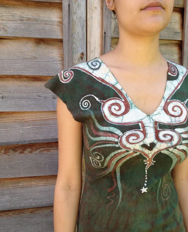 Cosmic Sage Heart Organic Cotton Batik Dress